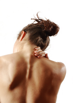 Woman holding her neck in pain